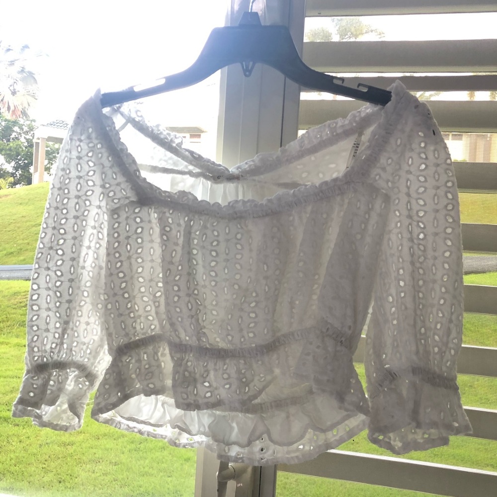 Essue White Cotton Top/ Blouse for Women Large